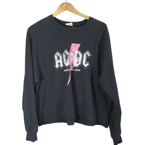 AC/DC Tops - AC/DC Gray Cropped Sweatshirt Size S Great Used Condition